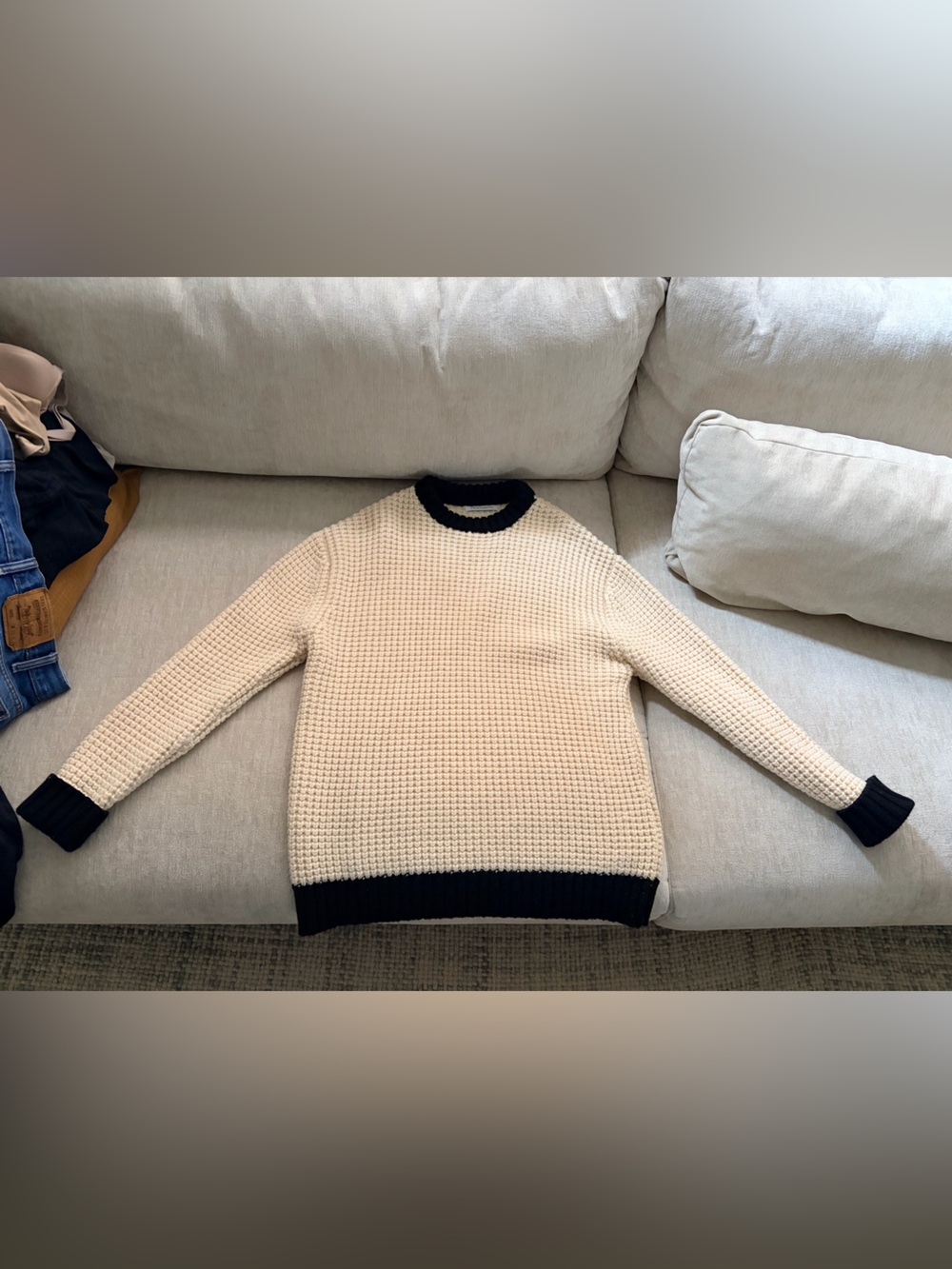 JW Anderson Unisex Pullover Sweater Beige Merino Wool Crew Neck Size 4